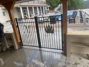customer metal pool gate installed