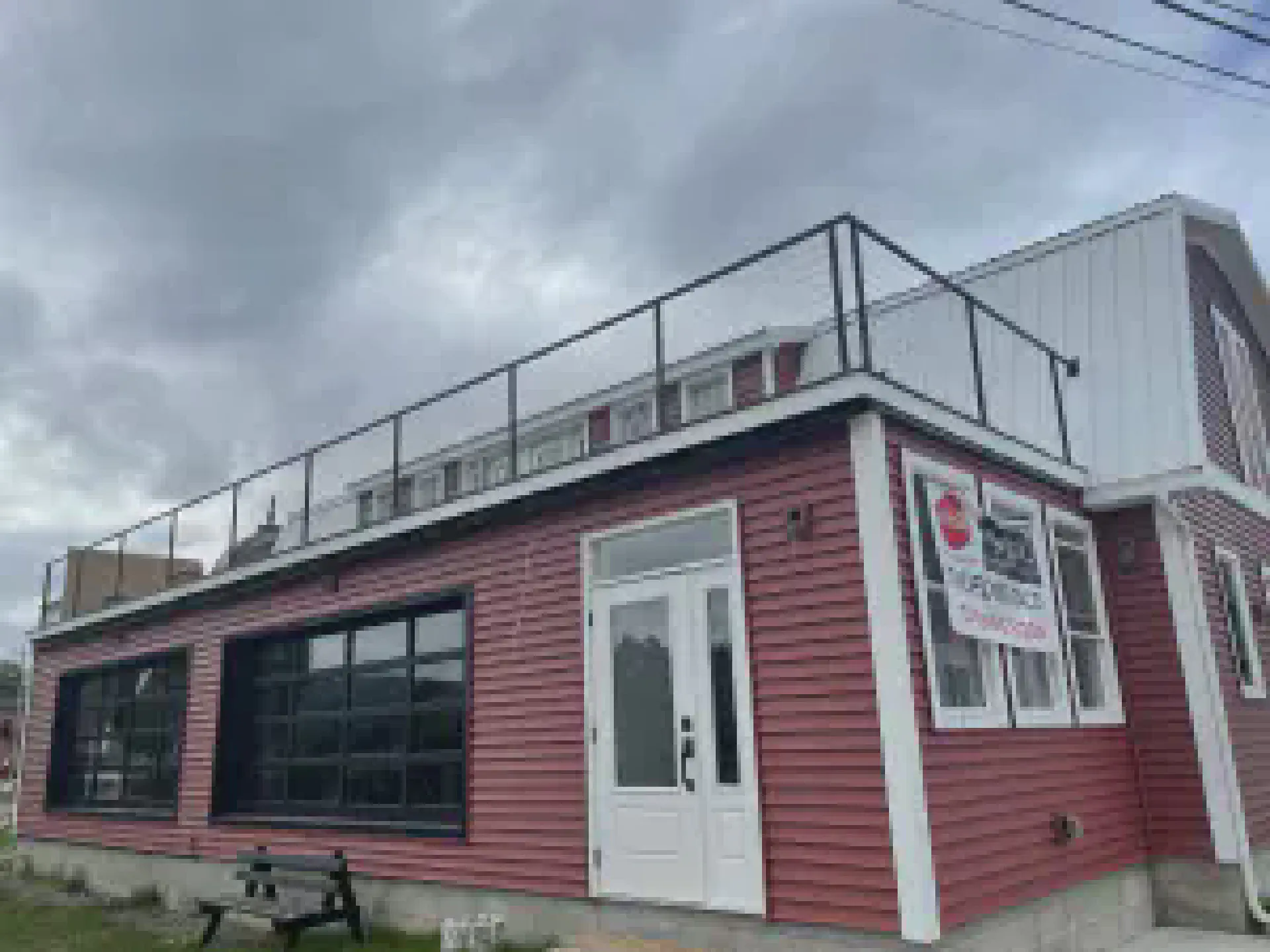 custom railing going around the flying taco balcony